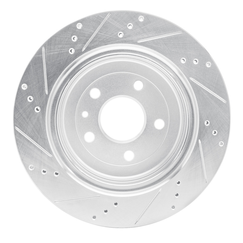Chevrolet Corvette Brake Rotor (1) - Rear Right - R1 Concepts - Drilled & Slotted - Silver - `14-`19